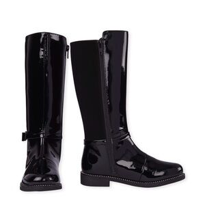 Girls Faux Patent Leather Tall Boots